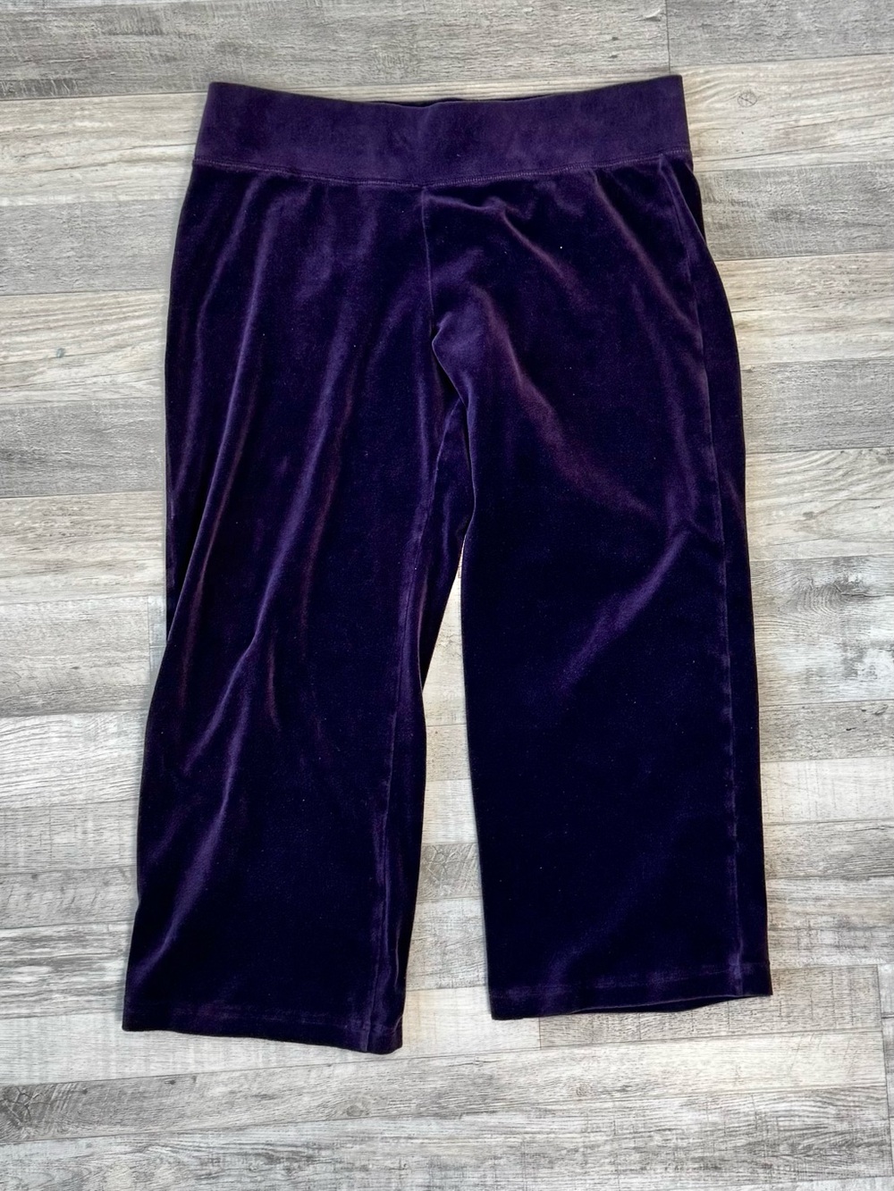 Talbots Purple Velvet Wide Leg Crop Pants Size Large Petite S12